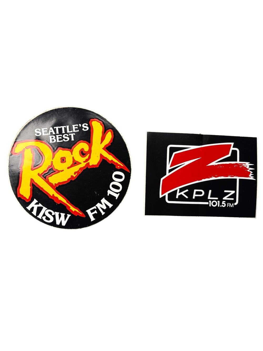 Vtg 1980s PNW radio station stickers Z KPLZ 101.5 & Rock KISW FM 100 Seattle